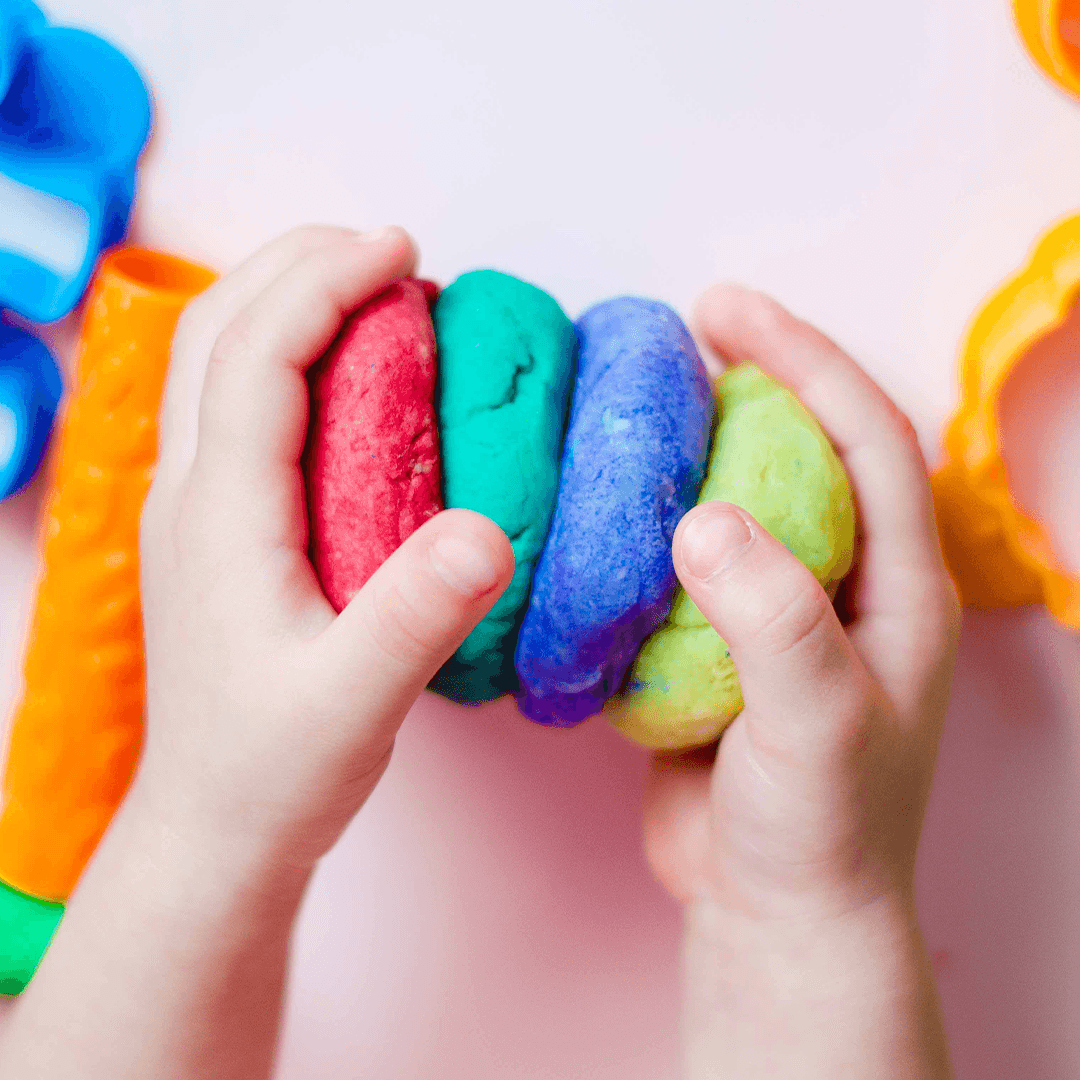 indoor activities for kids – playing with colorful playdough